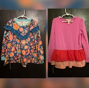 2 Total Matilda Jane Long Sleeved Shirts With Ruffles Size 8